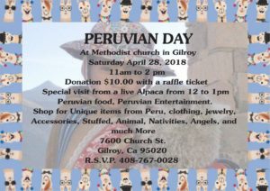 Peruvian Day fundraiser for the  Methodist Church @ Methodist church in Gilroy  | Gilroy | California | United States